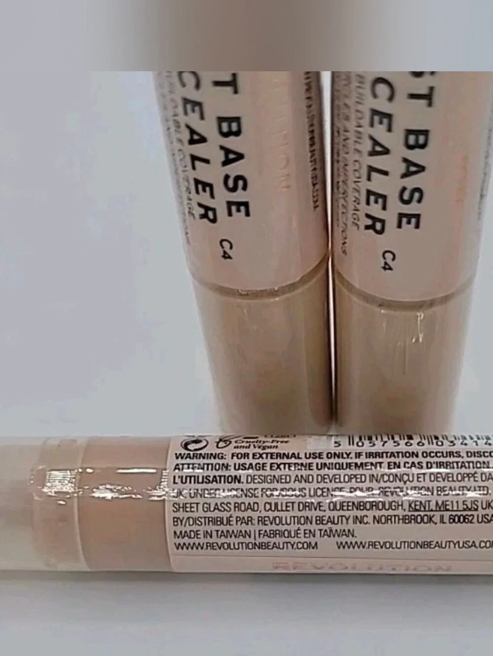 NWT 3x Makeup Revolution Fast Base Concealer #C4 0.15 fl oz Ea SEALED
